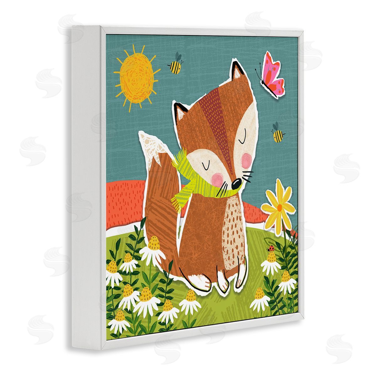 Tina Finn Whimsical Nature Fox White Framed Giclee Wall Art Print