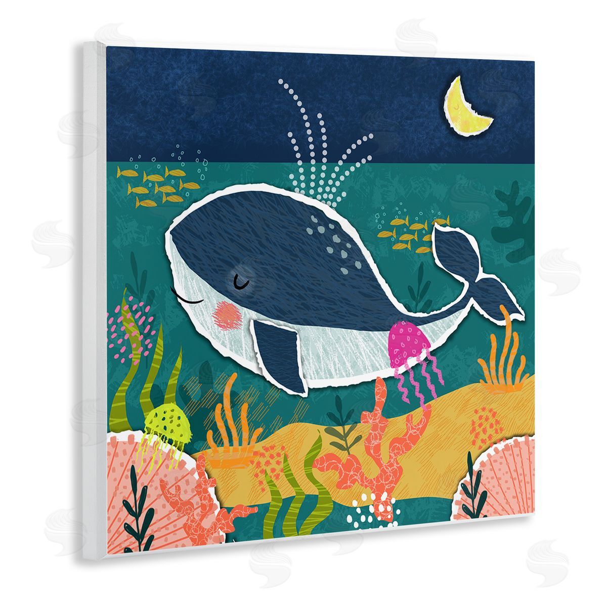 Tina Finn Whale At Nighttime Wooden Wall Plaque Art Print