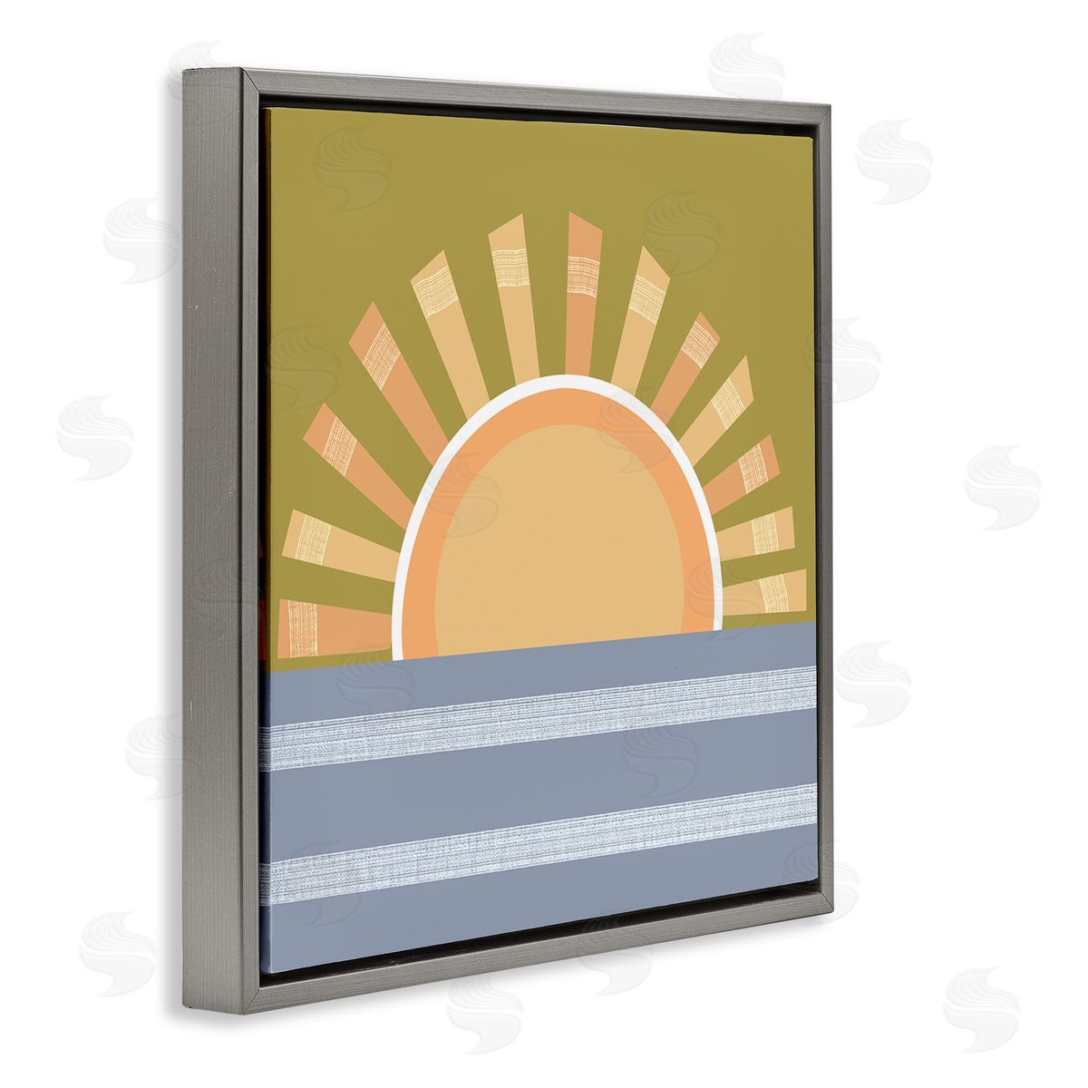 Tina Finn Rising Sun Over Ocean Gray Floating Frame Canvas Wall Art Print