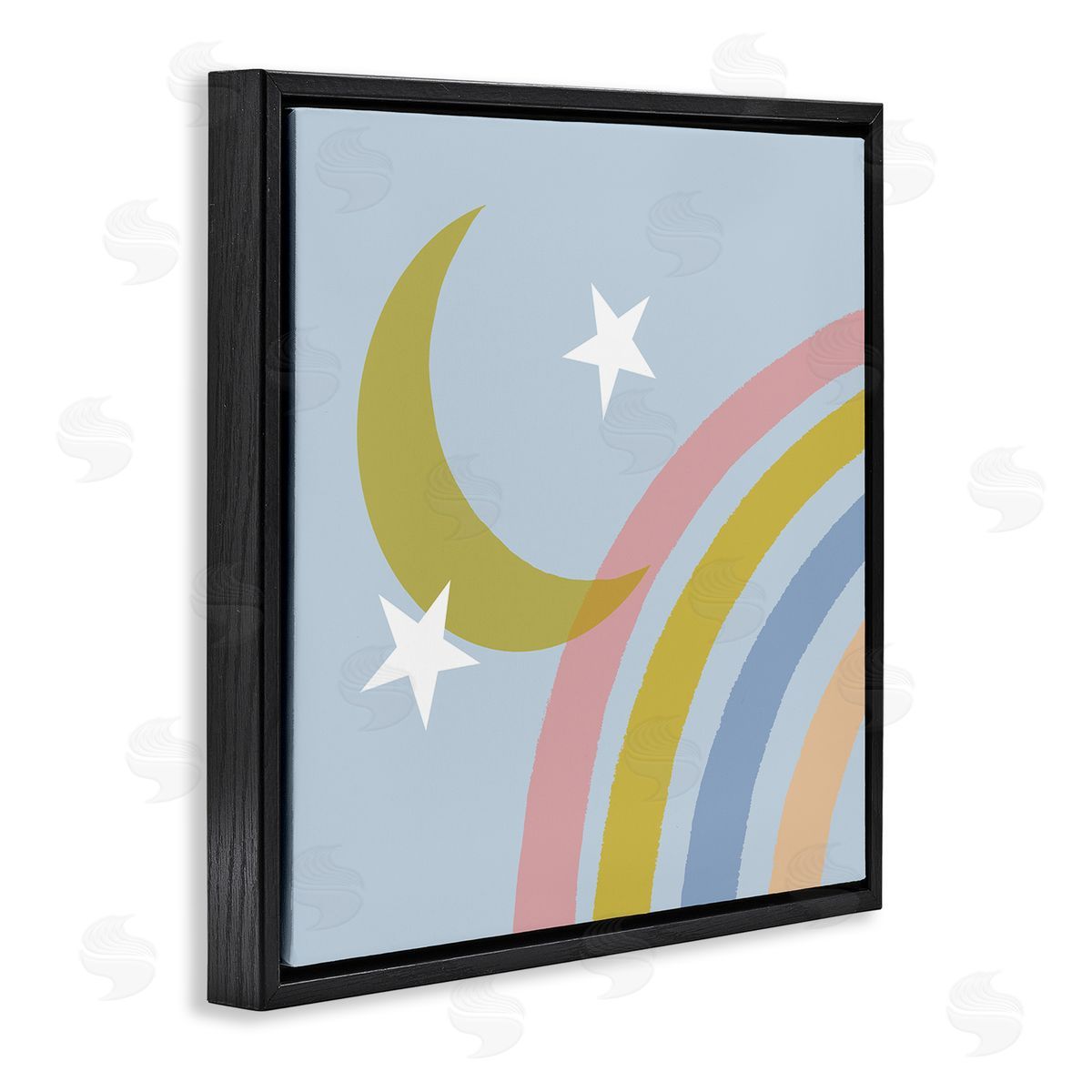 Tina Finn Rainbow And Moon Shape Black Floating Frame Canvas Wall Art Print