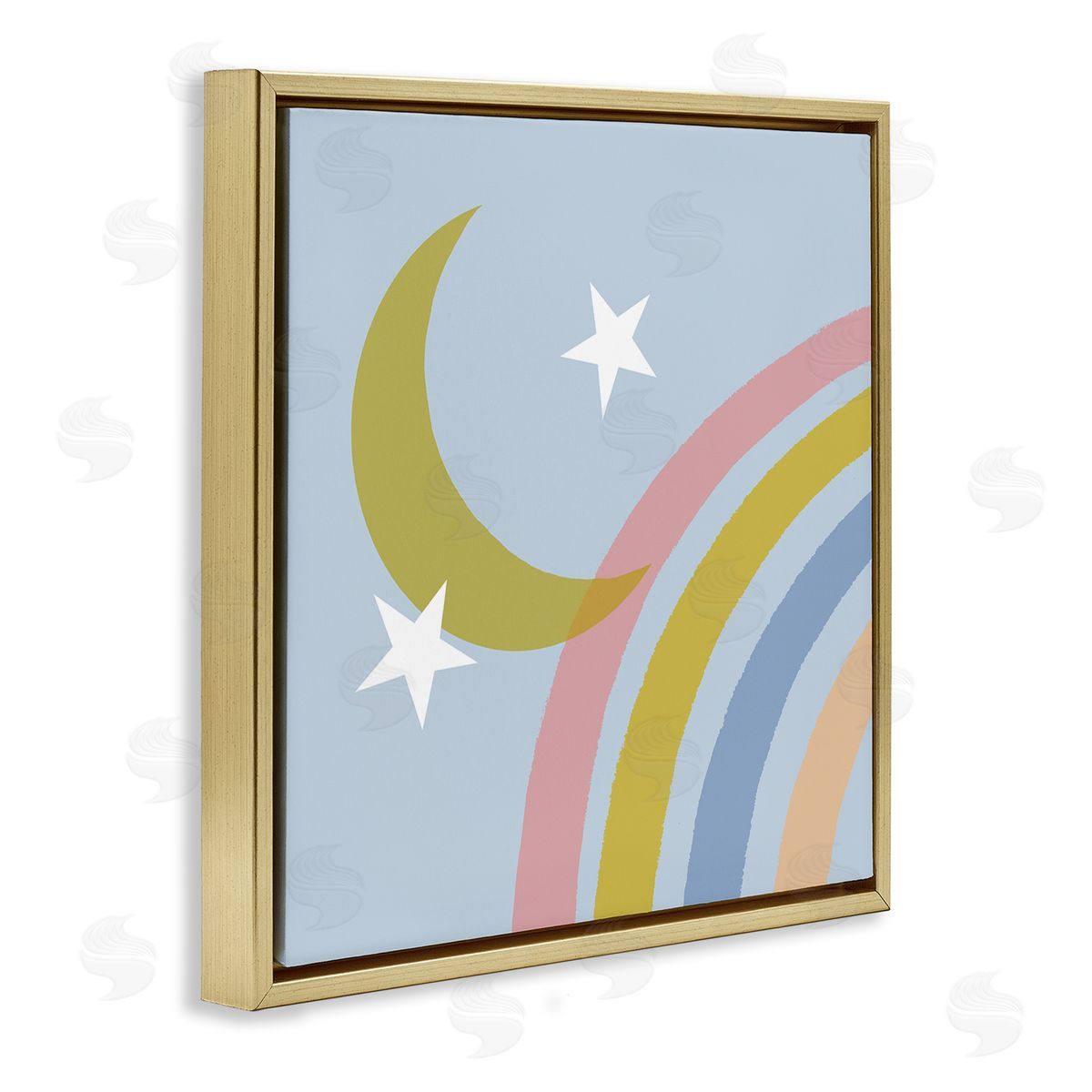 Tina Finn Rainbow And Moon Shape Gold Floating Frame Canvas Wall Art Print