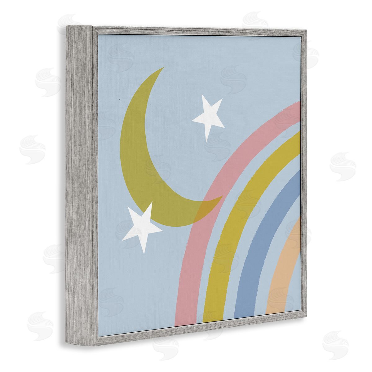 Tina Finn Rainbow And Moon Shape Gray Framed Giclee Wall Art Print