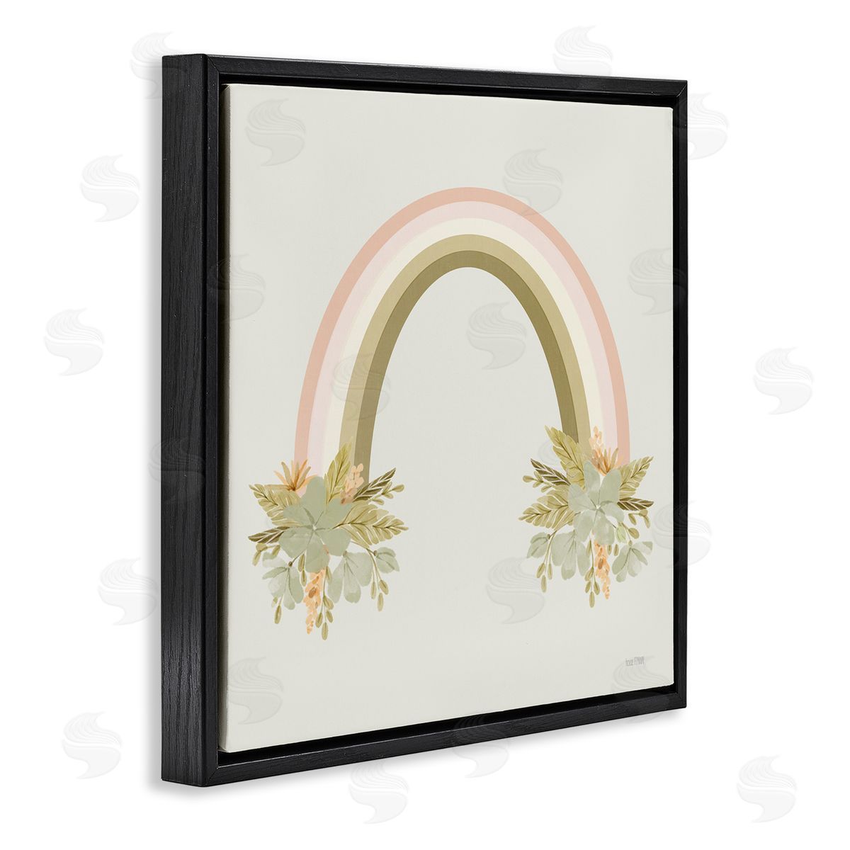 House Fenway Blooming Floral Rainbow Black Floating Frame Canvas Wall Art Print