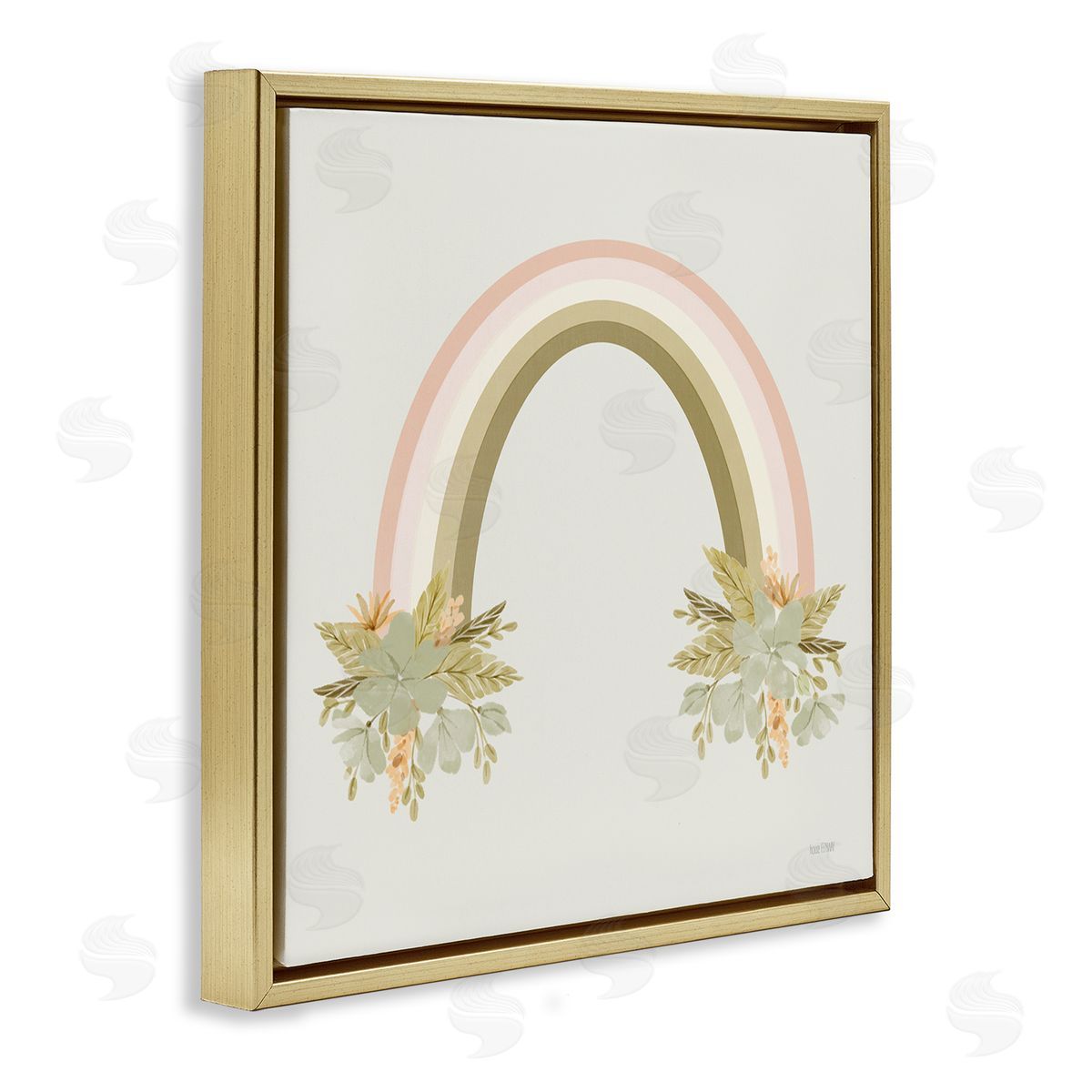 House Fenway Blooming Floral Rainbow Gold Floating Frame Canvas Wall Art Print