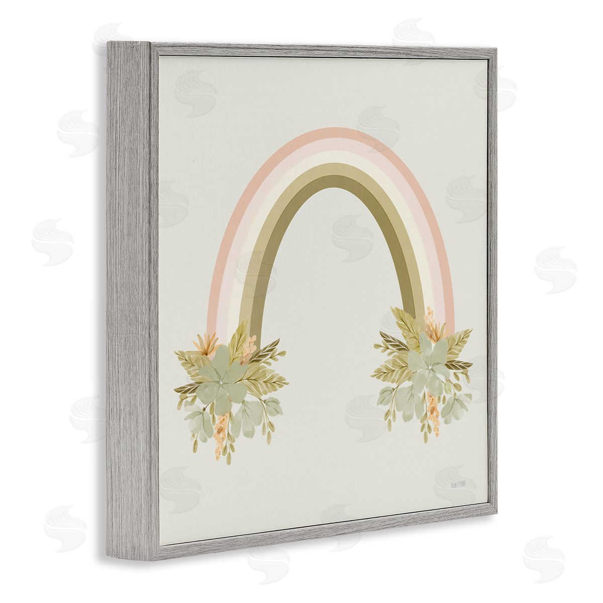 House Fenway Blooming Floral Rainbow Gray Framed Giclee Wall Art Print