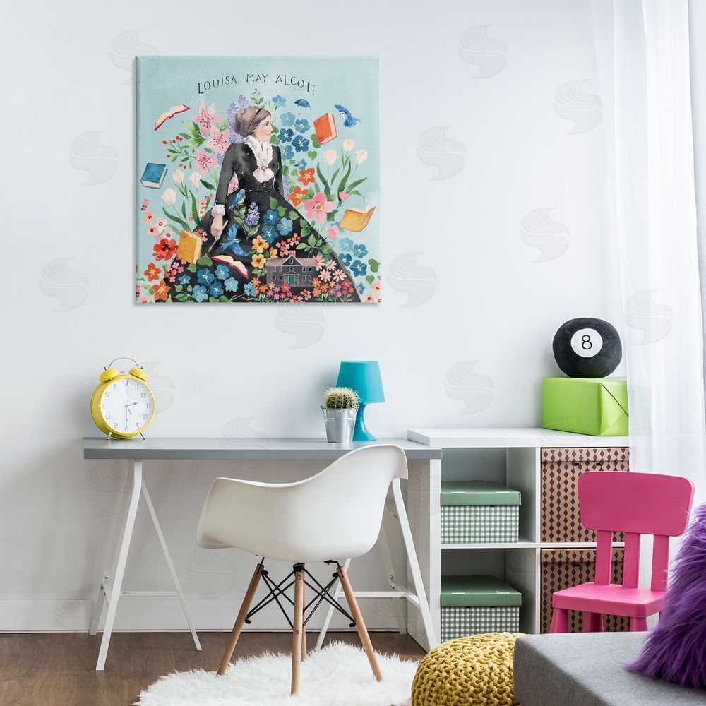 Heather Lee Chan Louisa May Alcott Portrait Canvas Wall Art Print in Room