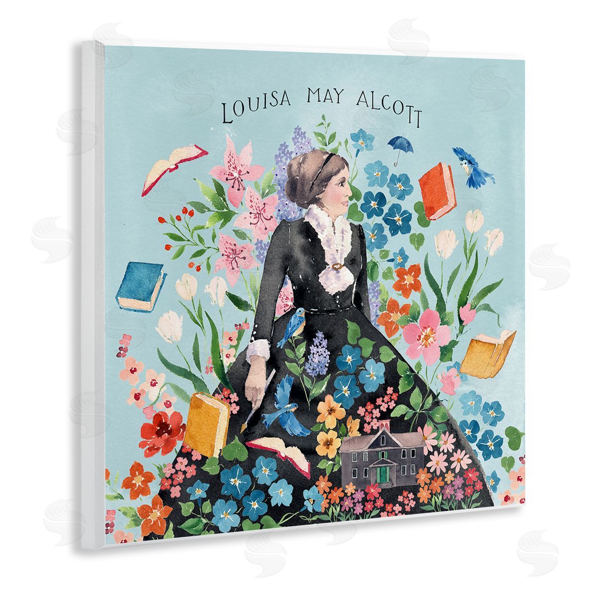 Heather Lee Chan Louisa May Alcott Portrait Wooden Wall Plaque Art Print