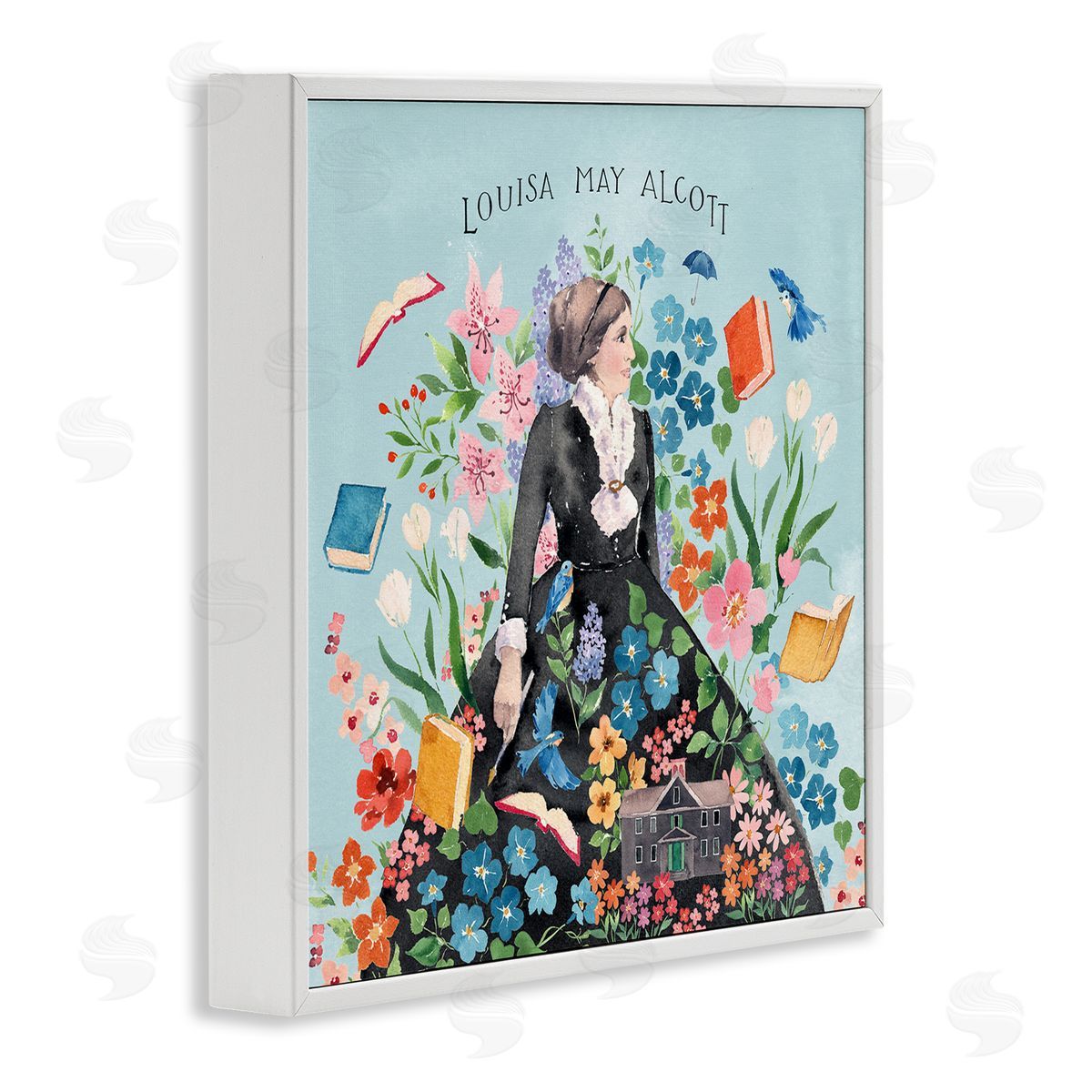 Heather Lee Chan Louisa May Alcott Portrait White Framed Giclee Wall Art Print