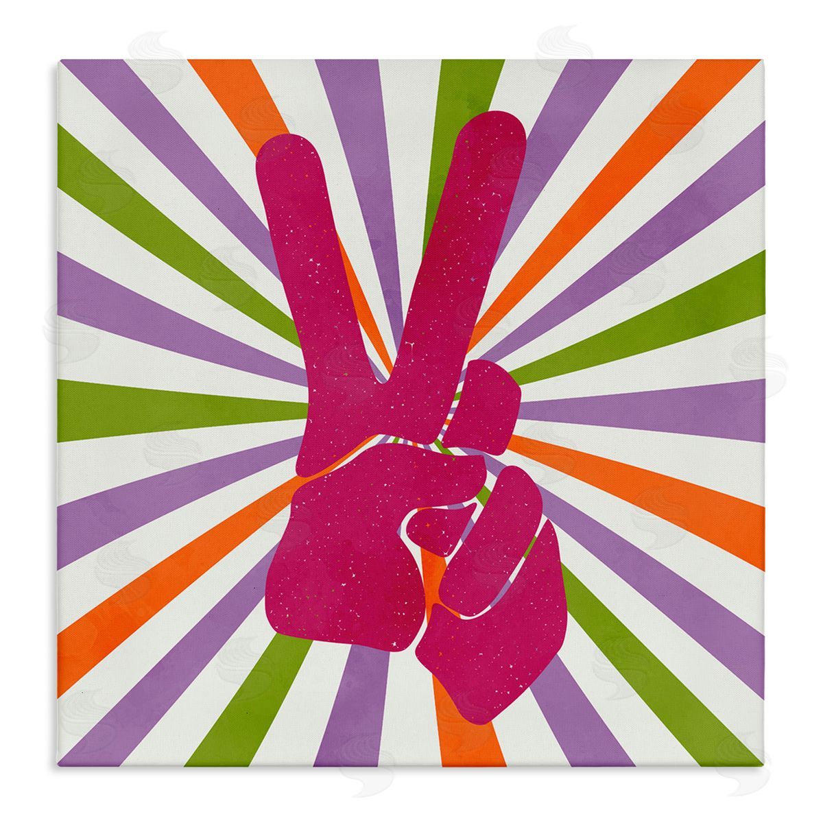 Kim Allen Peace Sign on Stripes Canvas Wall Art Print