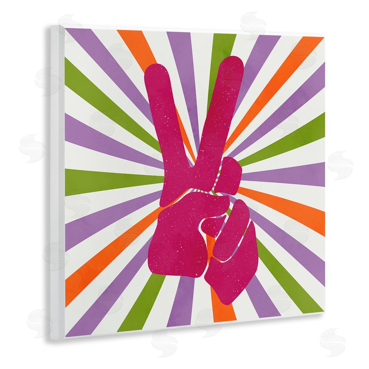 Kim Allen Peace Sign on Stripes Wooden Wall Plaque Art Print