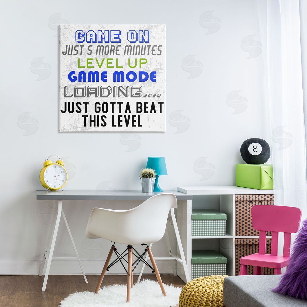 Kim Allen Game Mode Phrases Canvas Wall Art Print in Room