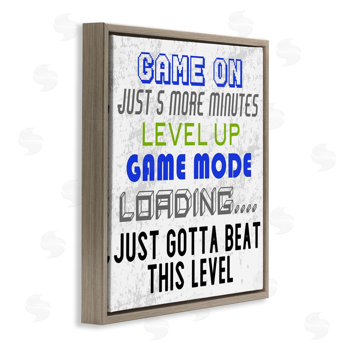 Kim Allen Game Mode Phrases Brown Floating Frame Canvas Wall Art Print