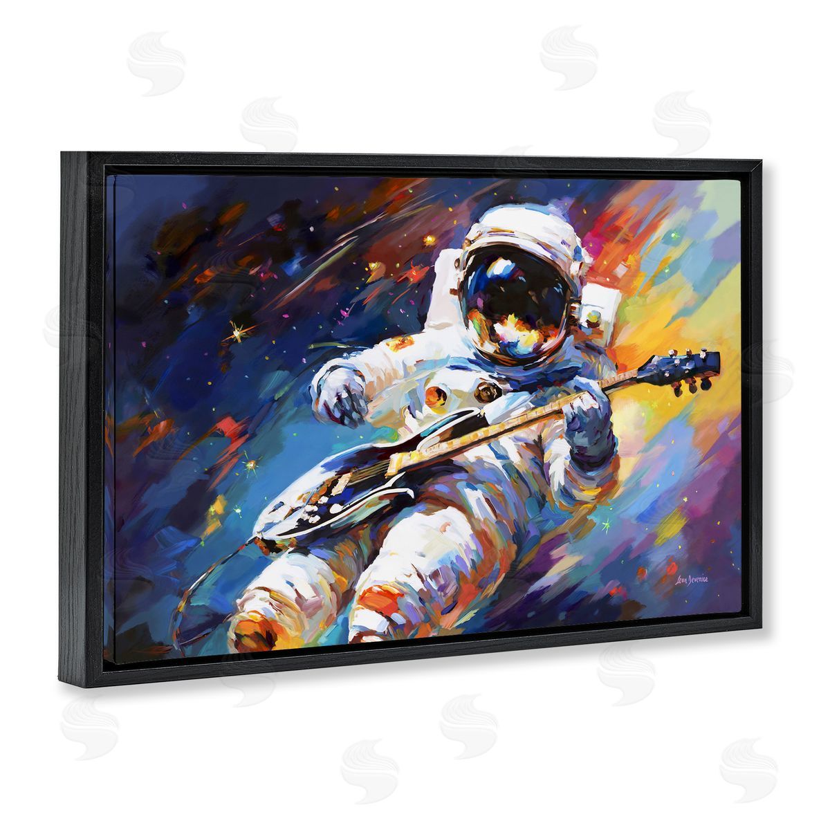Leon Devenice Melodies Beyond Earth Black Floating Frame Canvas Wall Art Print