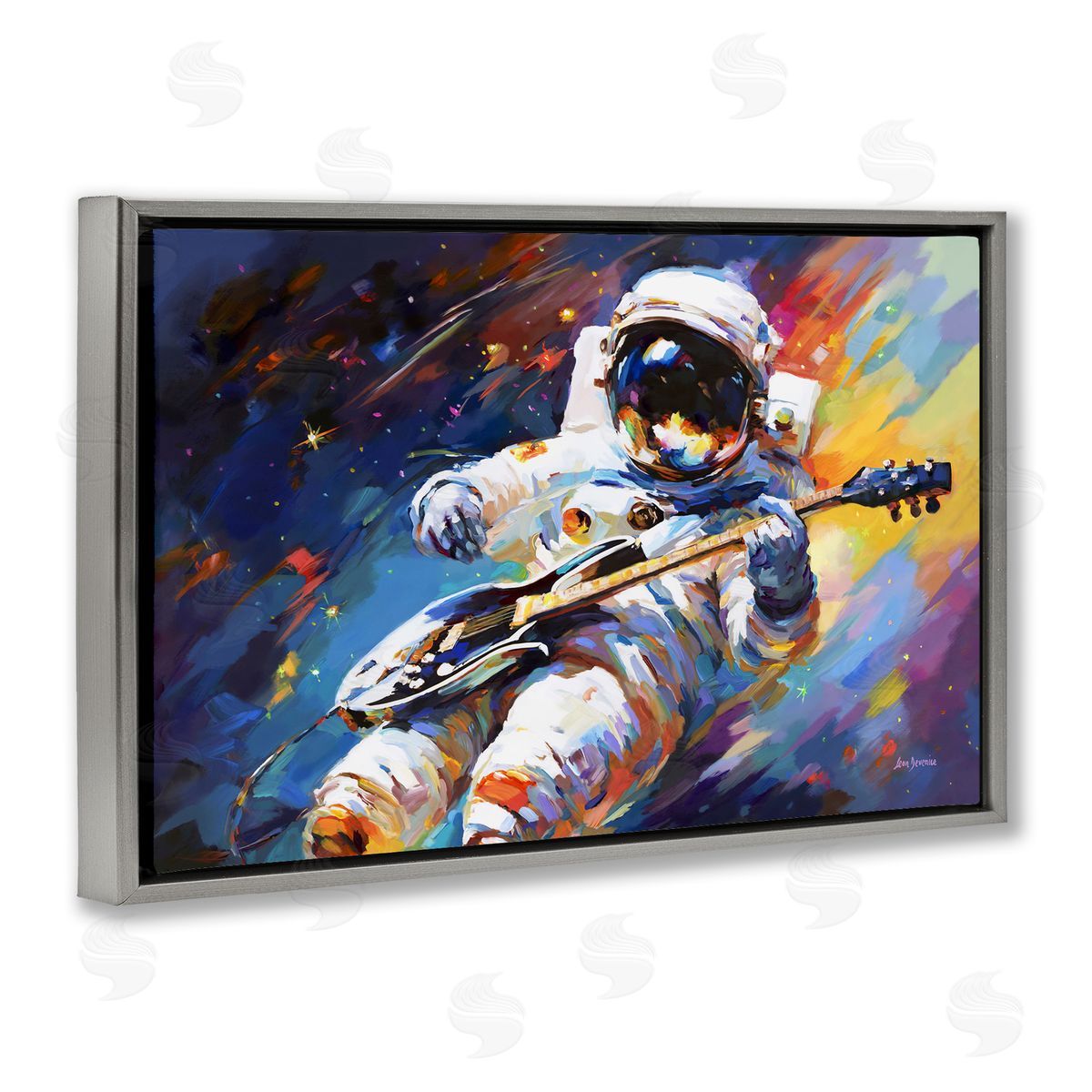 Leon Devenice Melodies Beyond Earth Gray Floating Frame Canvas Wall Art Print