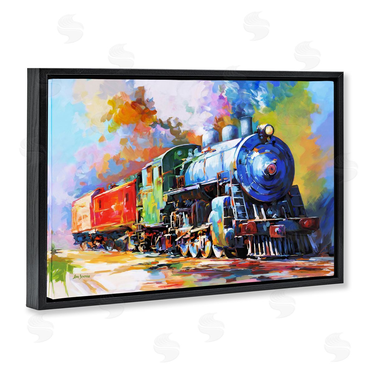 Leon Devenice The Last Train Black Floating Frame Canvas Wall Art Print