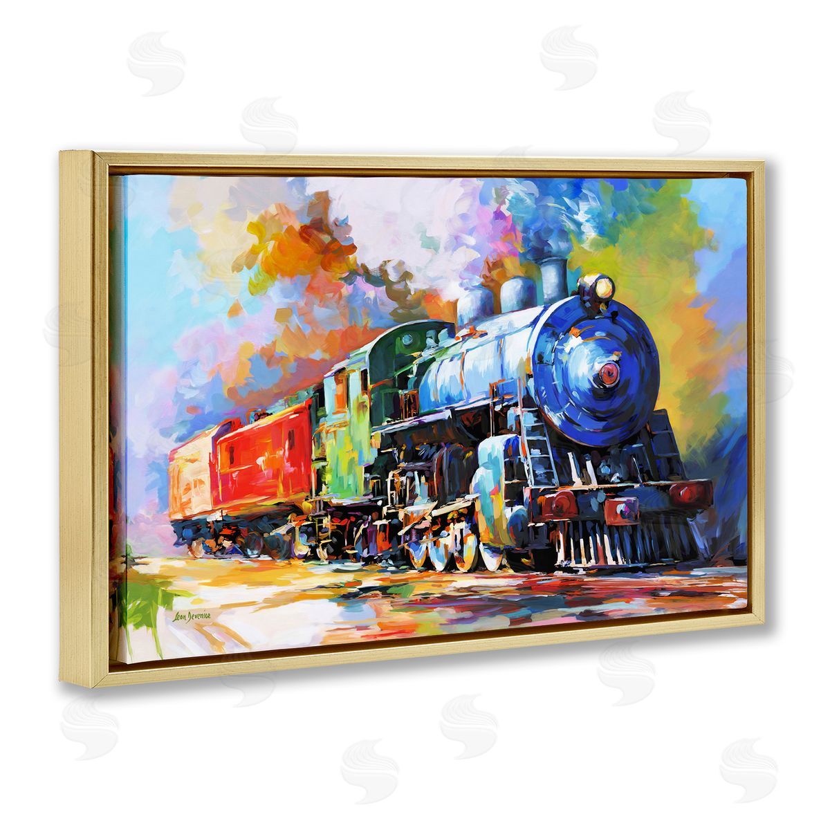 Leon Devenice The Last Train Gold Floating Frame Canvas Wall Art Print