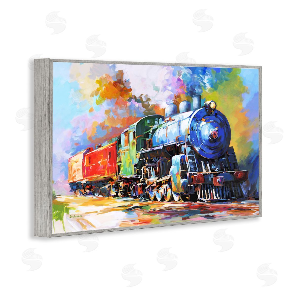 Leon Devenice The Last Train Gray Framed Giclee Wall Art Print