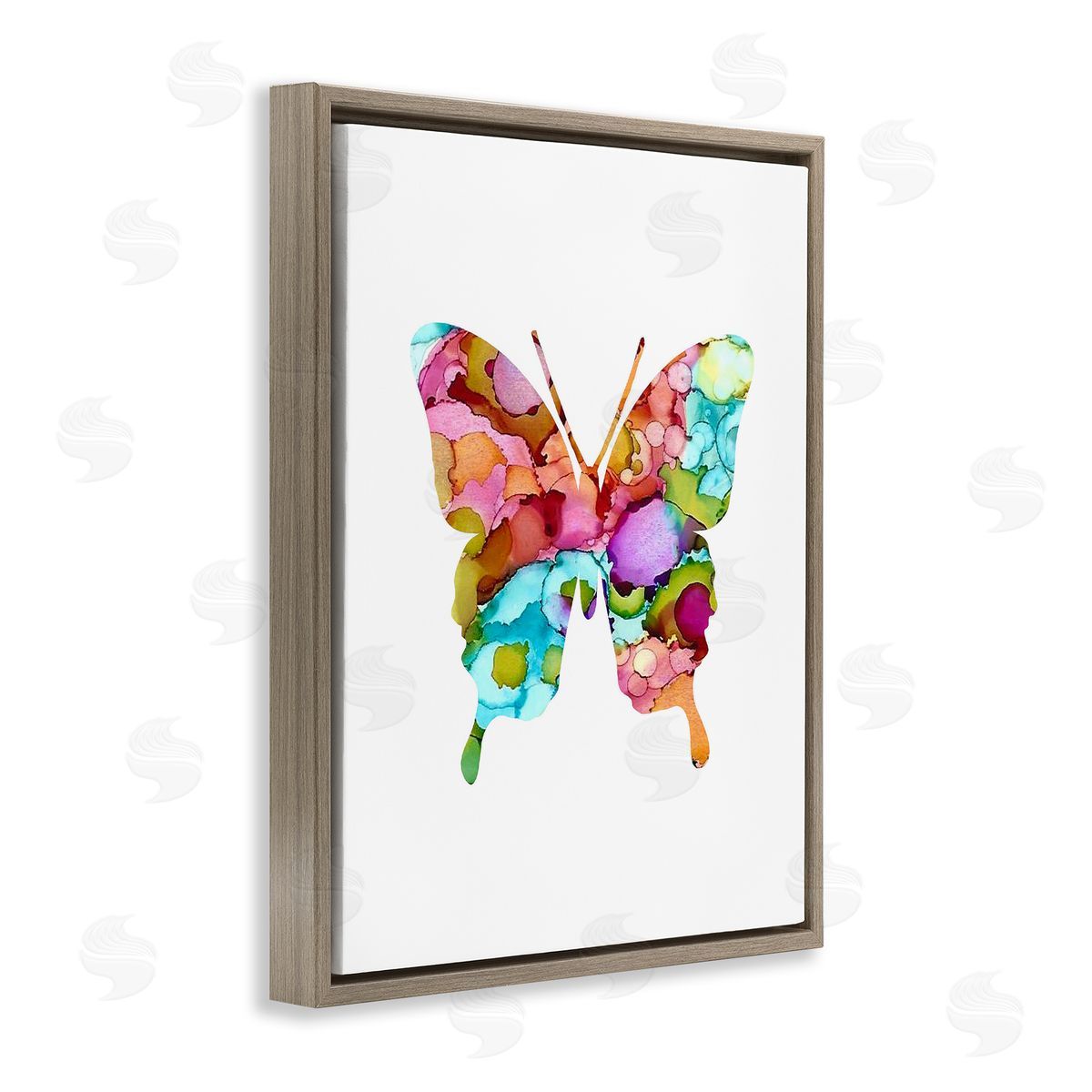 Lisa Nohren Bold Patterned Butterfly Brown Floating Frame Canvas Wall Art Print