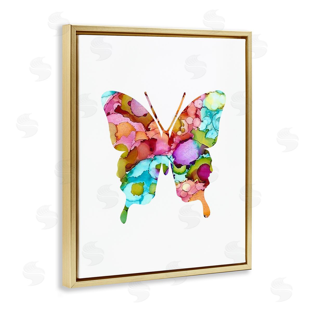 Lisa Nohren Bold Patterned Butterfly Gold Floating Frame Canvas Wall Art Print