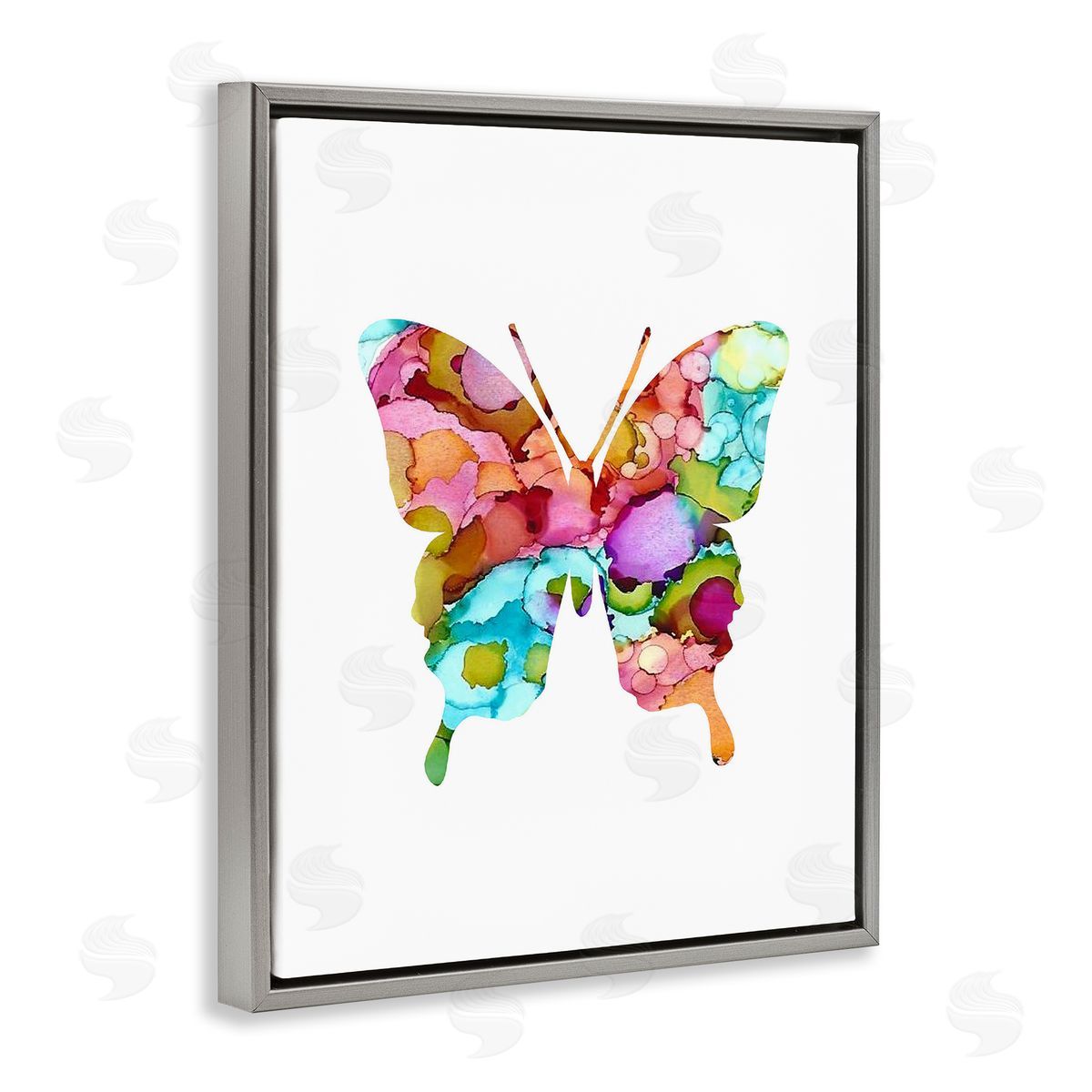 Lisa Nohren Bold Patterned Butterfly Gray Floating Frame Canvas Wall Art Print