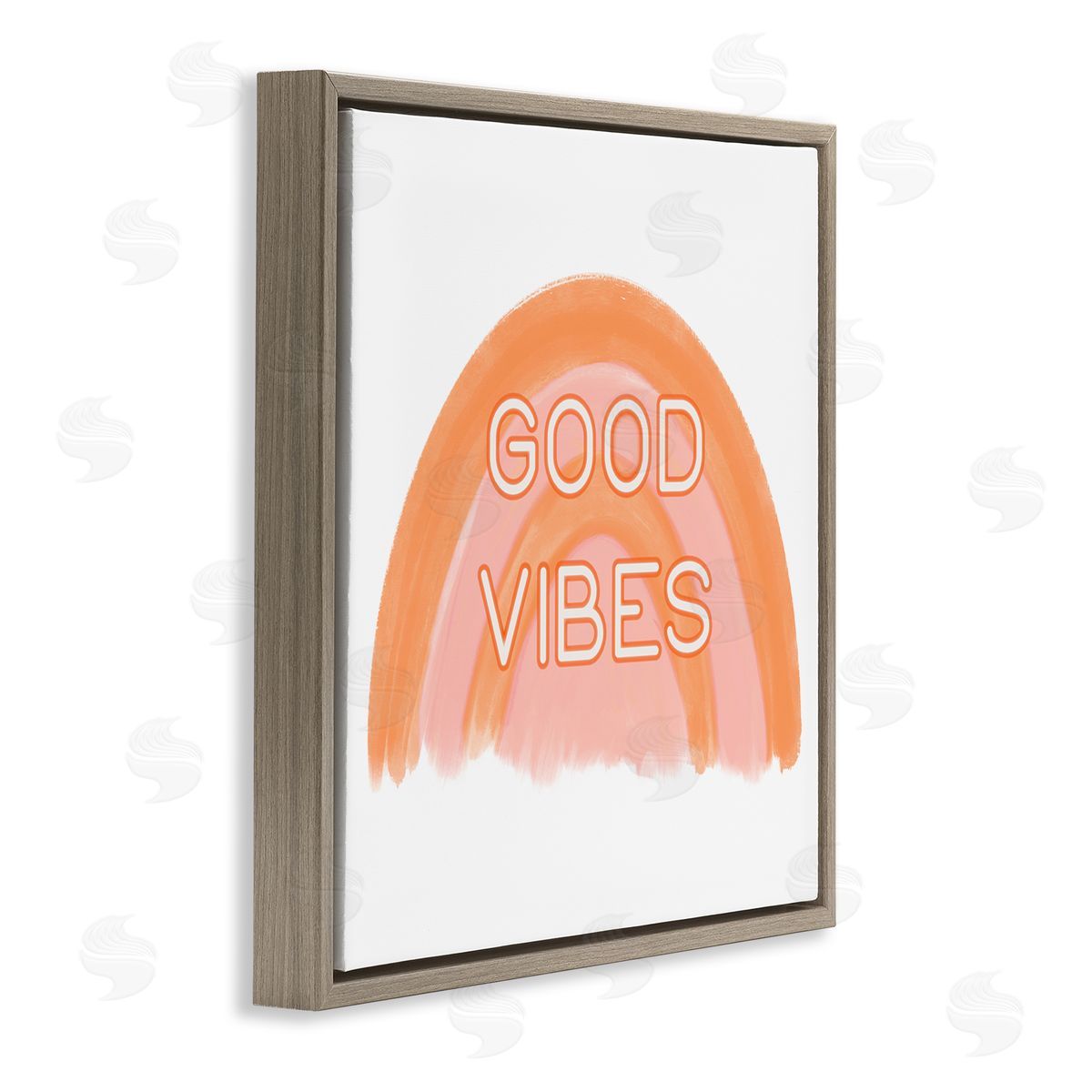 Amber Clarkson Orange Good Vibes Brown Floating Frame Canvas Wall Art Print