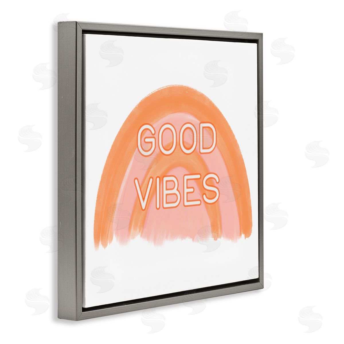 Amber Clarkson Orange Good Vibes Gray Floating Frame Canvas Wall Art Print