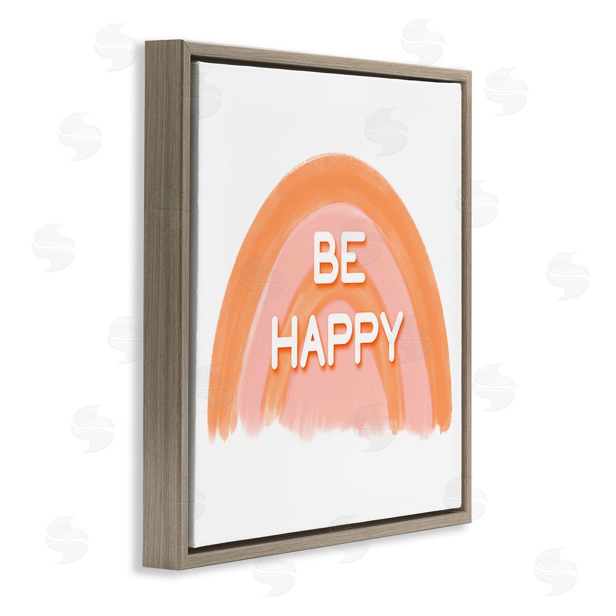 Amber Clarkson Orange Be Happy Brown Floating Frame Canvas Wall Art Print