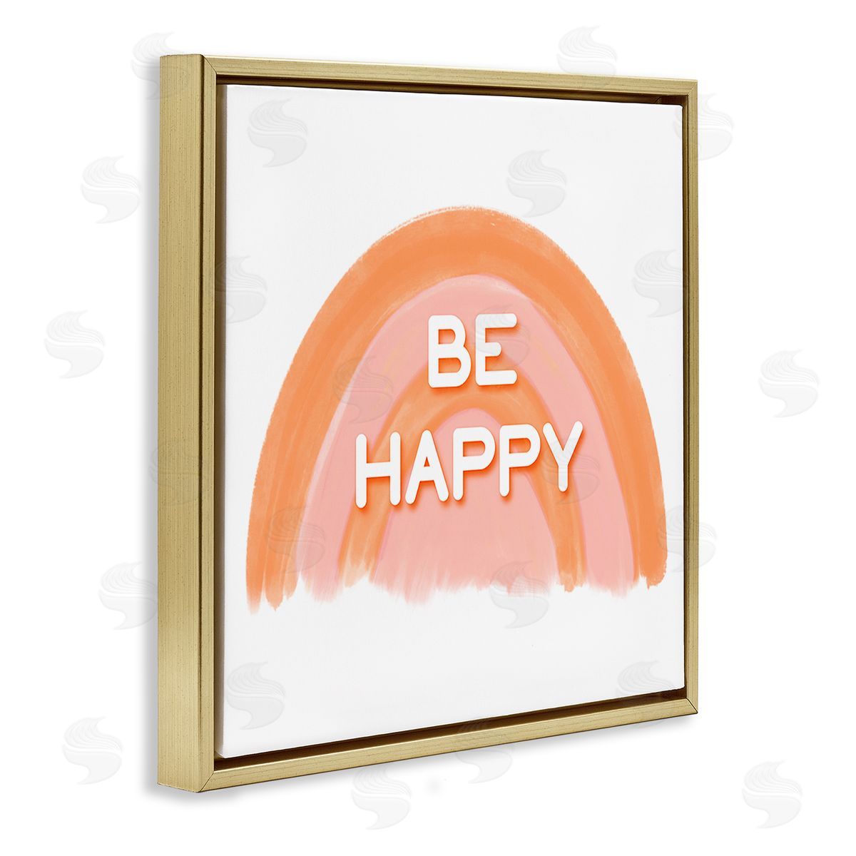 Amber Clarkson Orange Be Happy Gold Floating Frame Canvas Wall Art Print