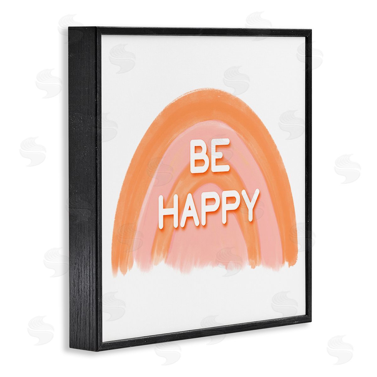 Amber Clarkson Orange Be Happy Black Framed Giclee Wall Art Print