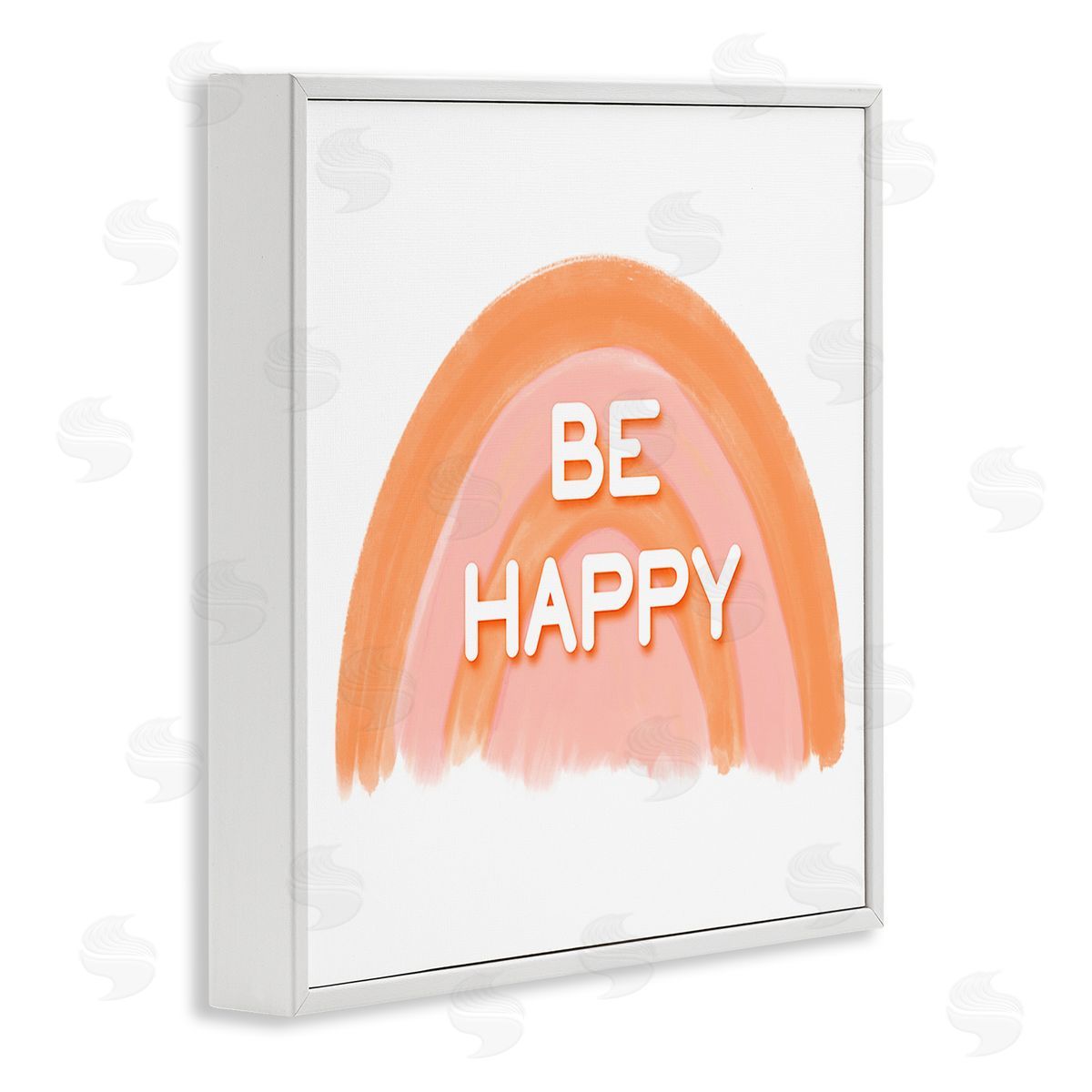 Amber Clarkson Orange Be Happy White Framed Giclee Wall Art Print