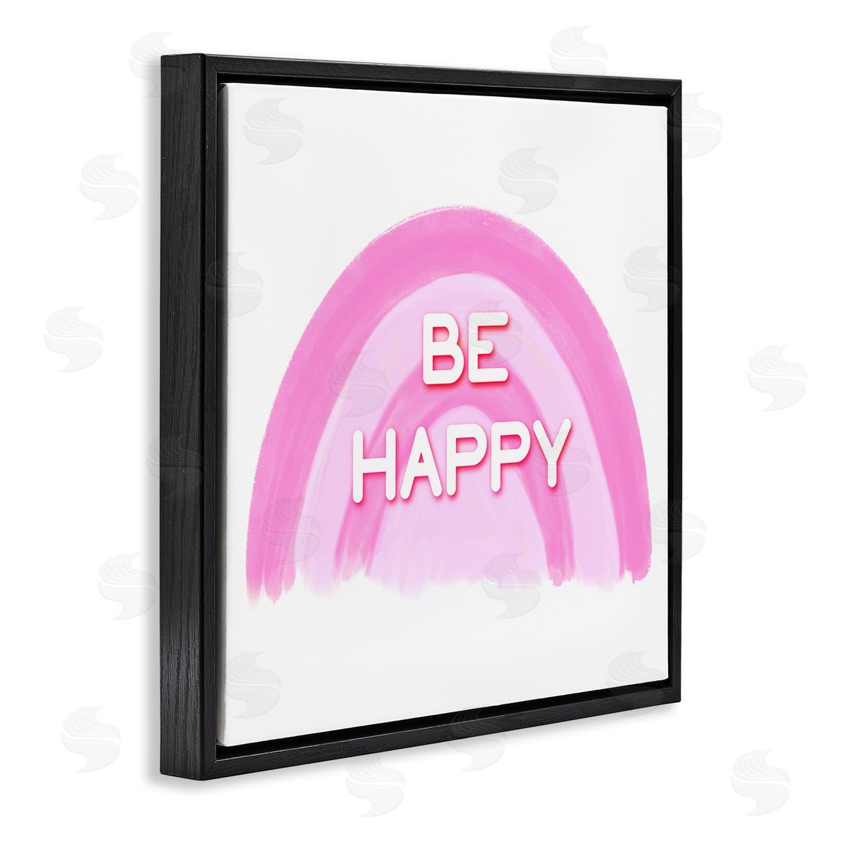 Amber Clarkson Purple Be Happy Black Floating Frame Canvas Wall Art Print