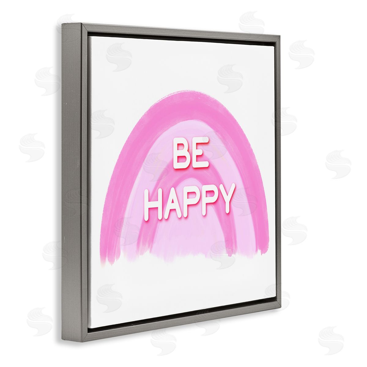 Amber Clarkson Purple Be Happy Gray Floating Frame Canvas Wall Art Print