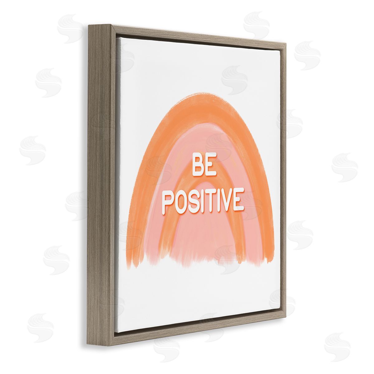 Amber Clarkson Orange Be Positive Brown Floating Frame Canvas Wall Art Print