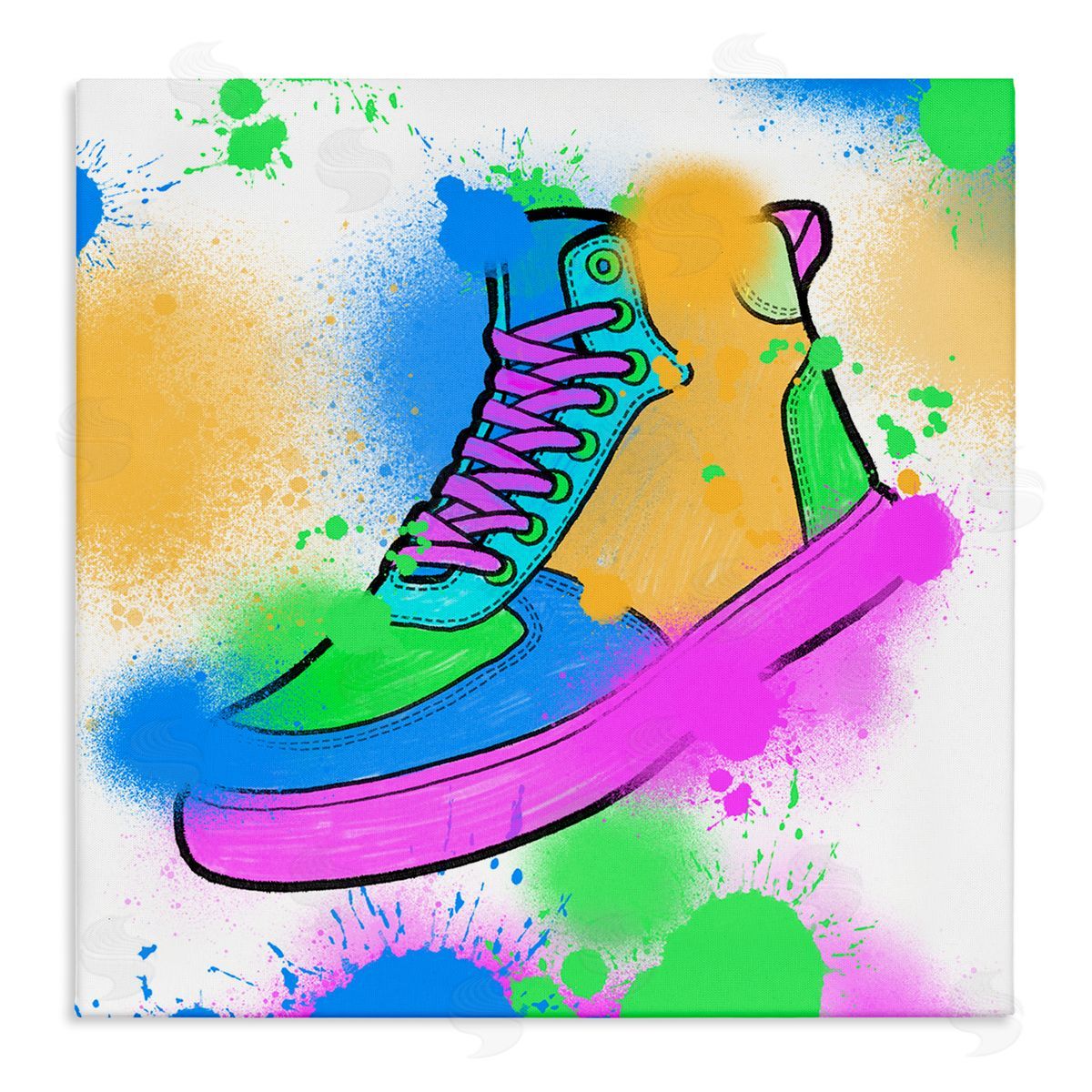 Marcus Prime Splattered Cool Sneakers Canvas Wall Art Print