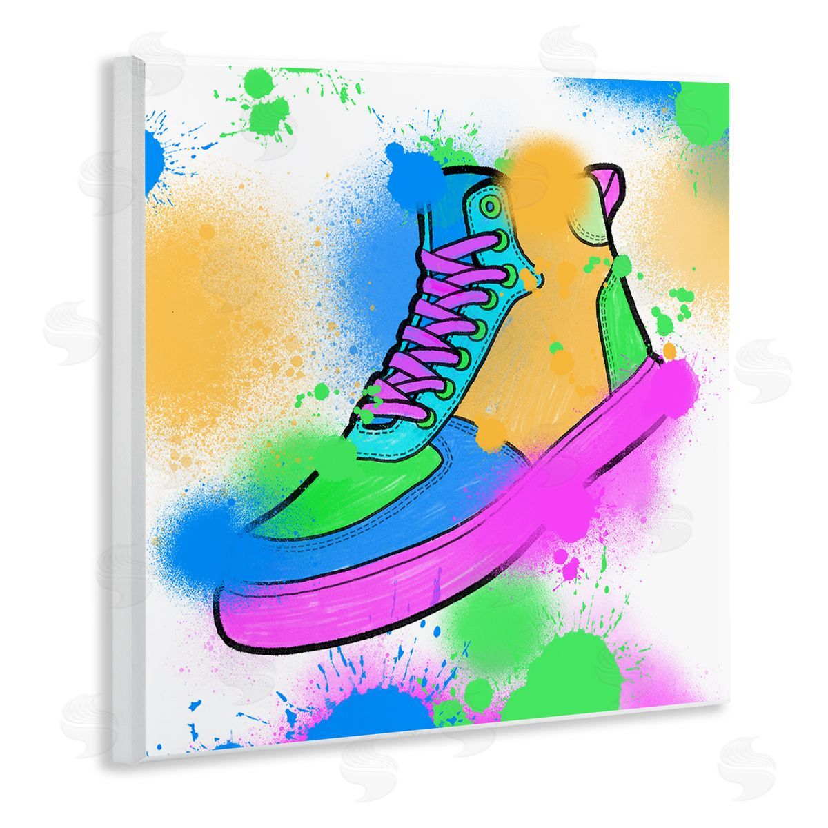 Marcus Prime Splattered Cool Sneakers Wooden Wall Plaque Art Print