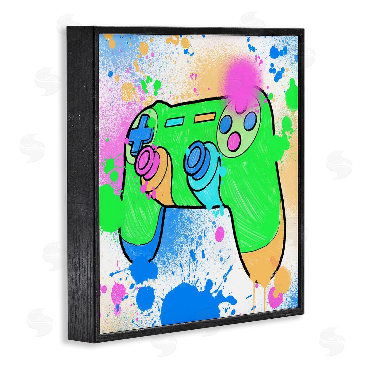 Marcus Prime Splattered Game Controller Black Framed Giclee Wall Art Print