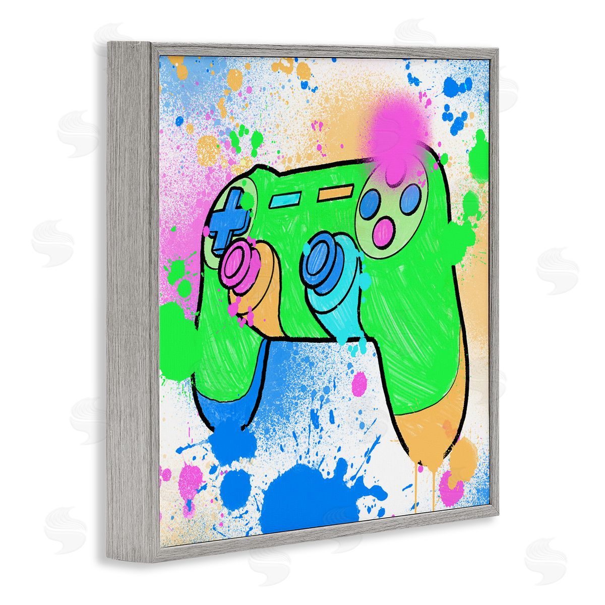 Marcus Prime Splattered Game Controller Gray Framed Giclee Wall Art Print
