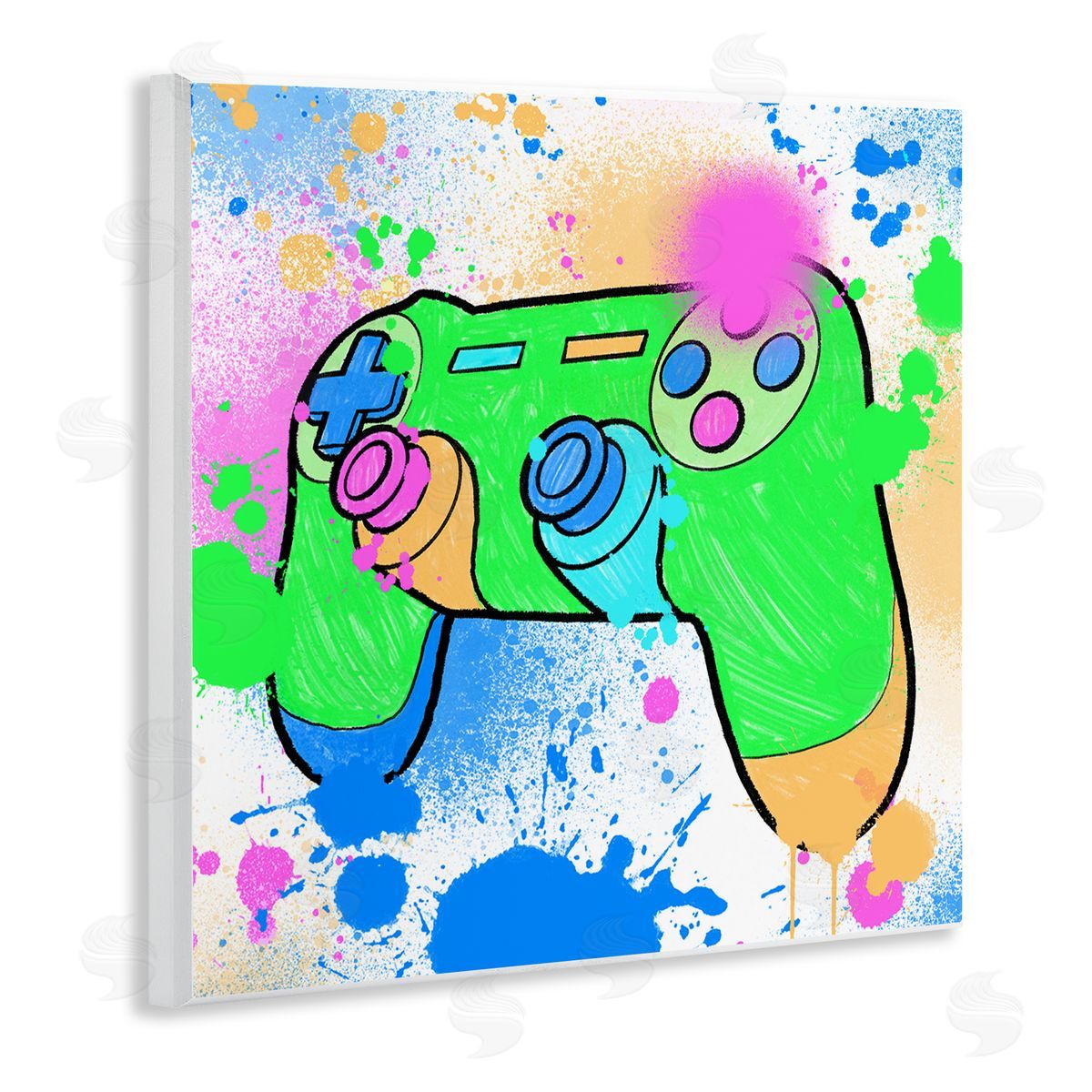 Marcus Prime Splattered Game Controller Wooden Wall Plaque Art Print