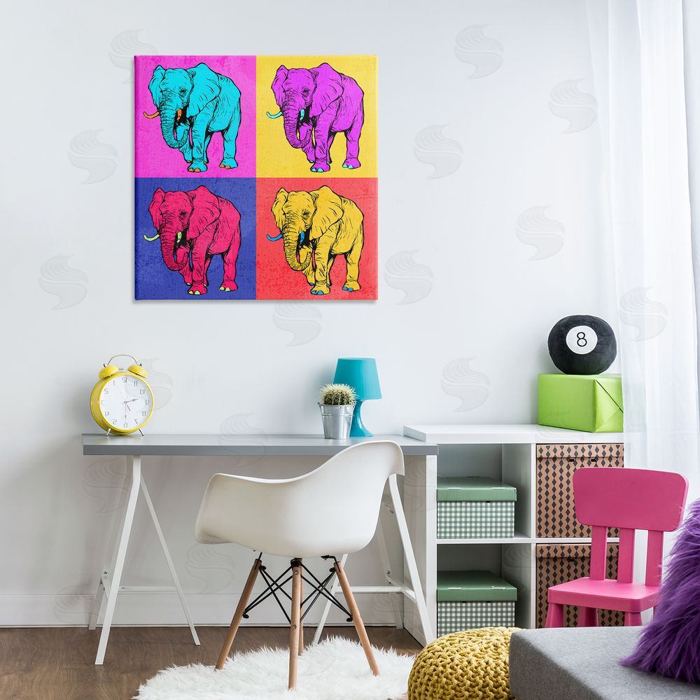 Ziwei Li Bold Pop Elephants Canvas Wall Art Print in Room