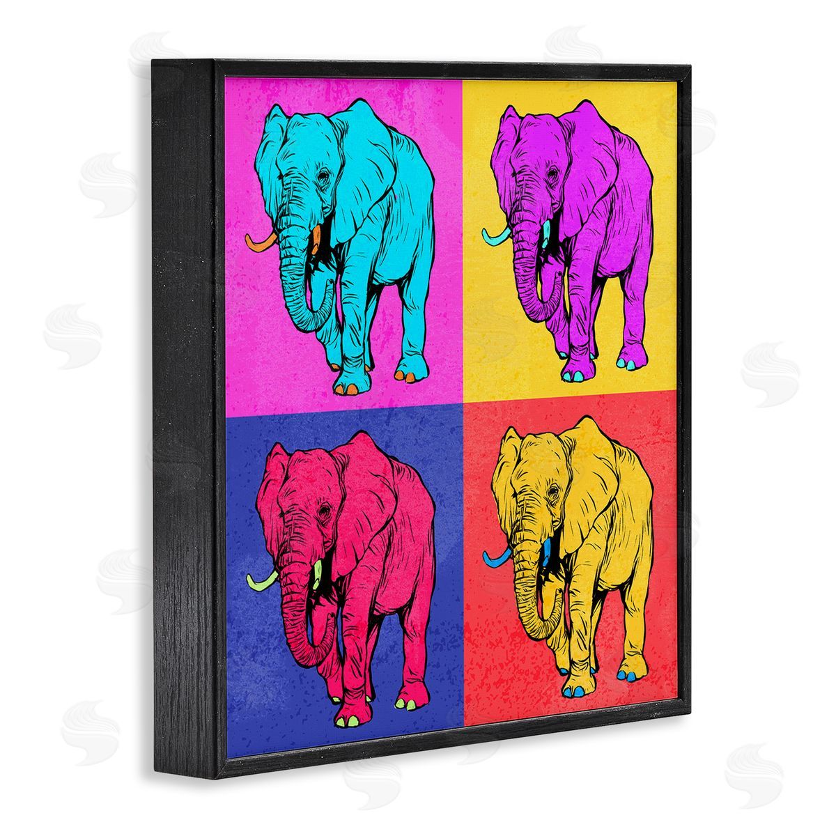 Ziwei Li Bold Pop Elephants Black Framed Giclee Wall Art Print