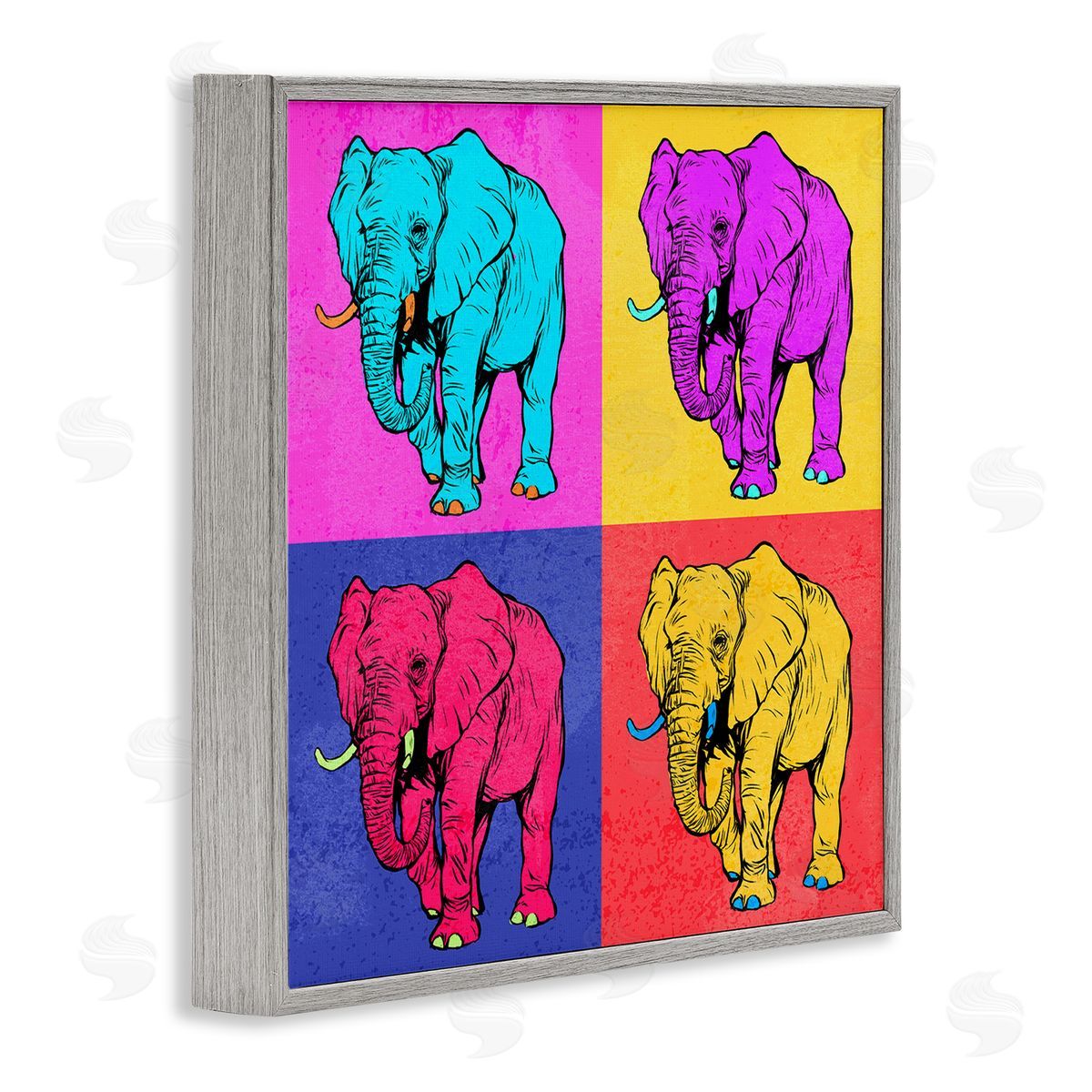 Ziwei Li Bold Pop Elephants Gray Framed Giclee Wall Art Print