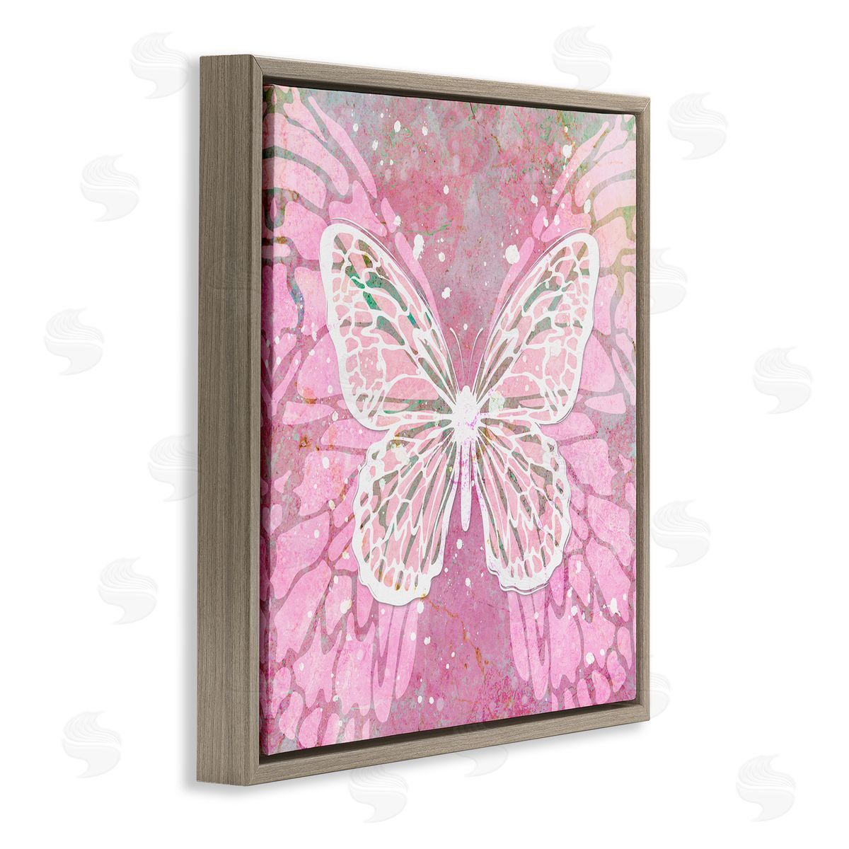 Martina Pavlova Pink Butterfly Wings Brown Floating Frame Canvas Wall Art Print