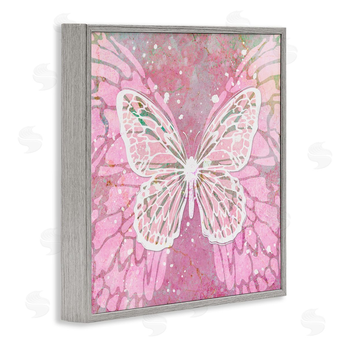 Martina Pavlova Pink Butterfly Wings Gray Framed Giclee Wall Art Print