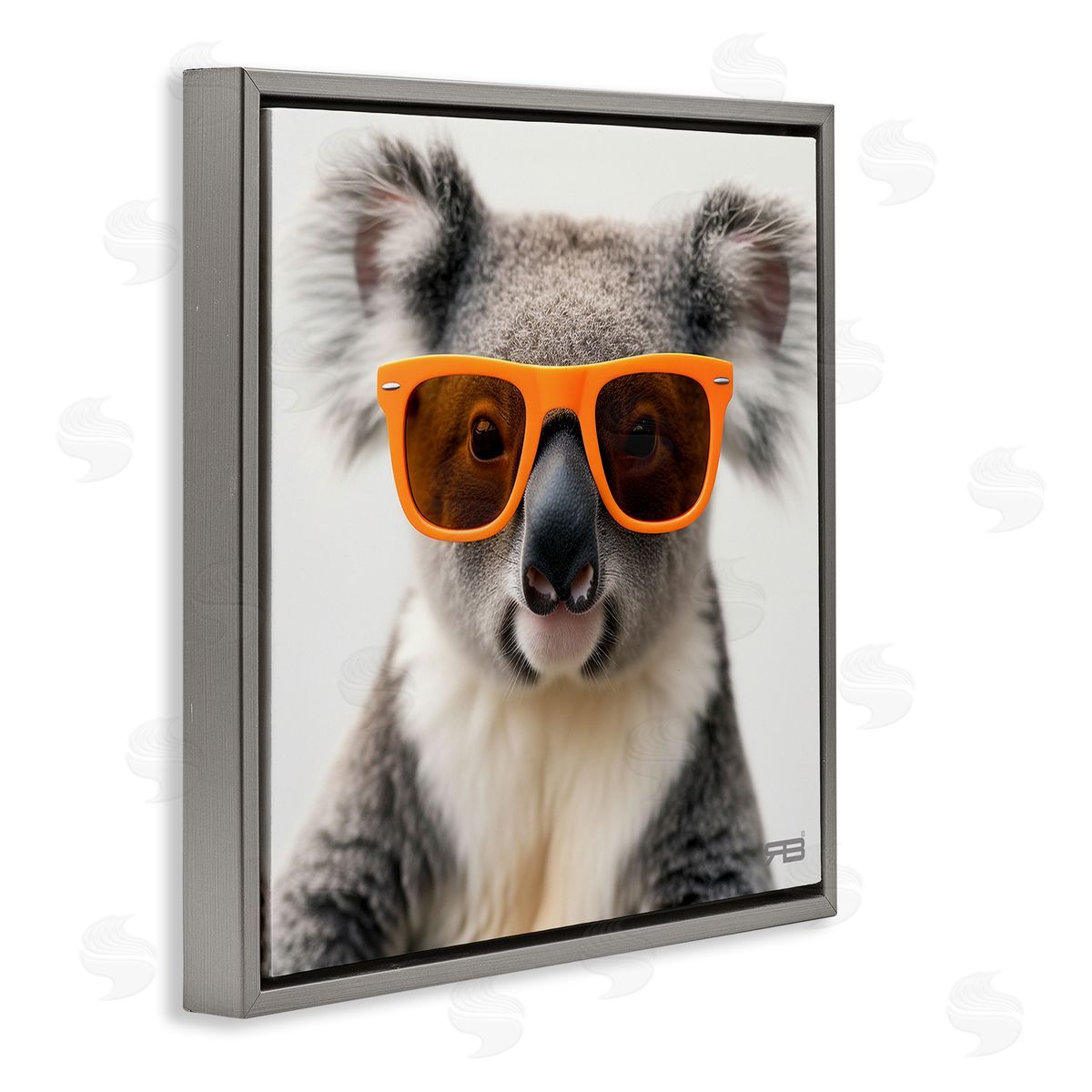 RB Cool Koala & Glasses Gray Floating Frame Canvas Wall Art Print