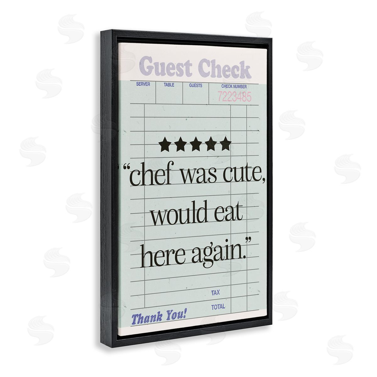 Cute Chef Guest Check Black Floating Frame Canvas Wall Art, Home Decor by Sd Graphics Studio