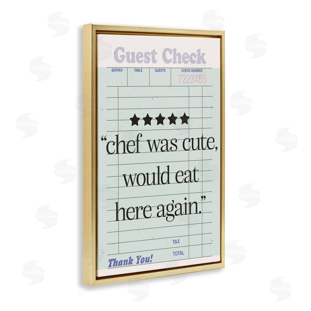 Cute Chef Guest Check Gold Floating Frame Canvas Wall Art, Home Decor by Sd Graphics Studio