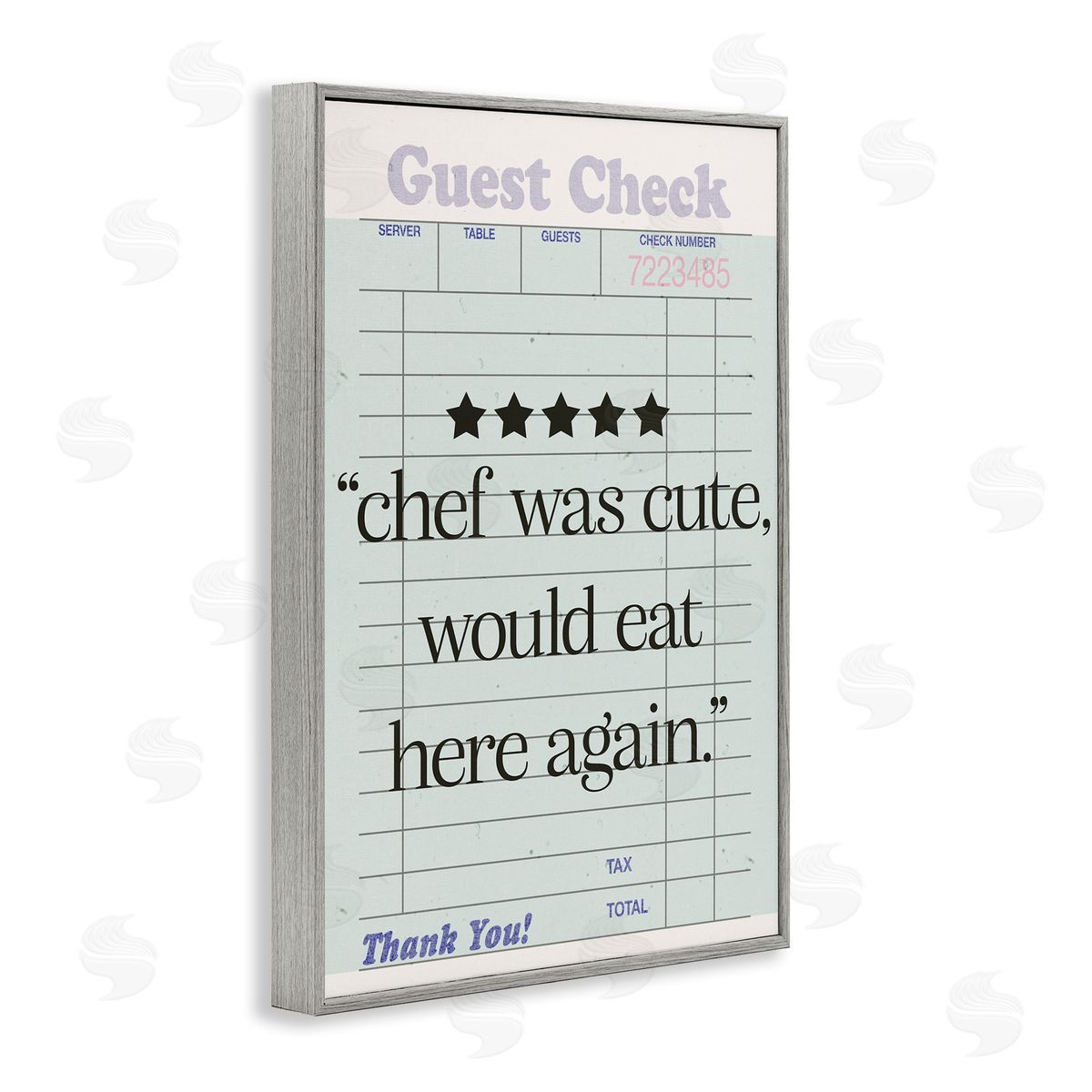 Cute Chef Guest Check Grey Frame Print Wall Art, Home Decor by Sd Graphics Studio