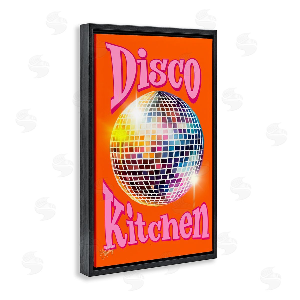 Groovy Disco Kitchen Black Floating Frame Canvas Wall Art, Home Decor by Elizabeth Medley