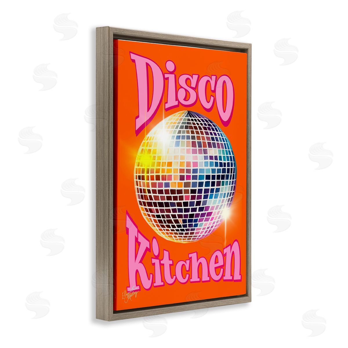 Groovy Disco Kitchen Brown Floating Frame Canvas Wall Art, Home Decor by Elizabeth Medley