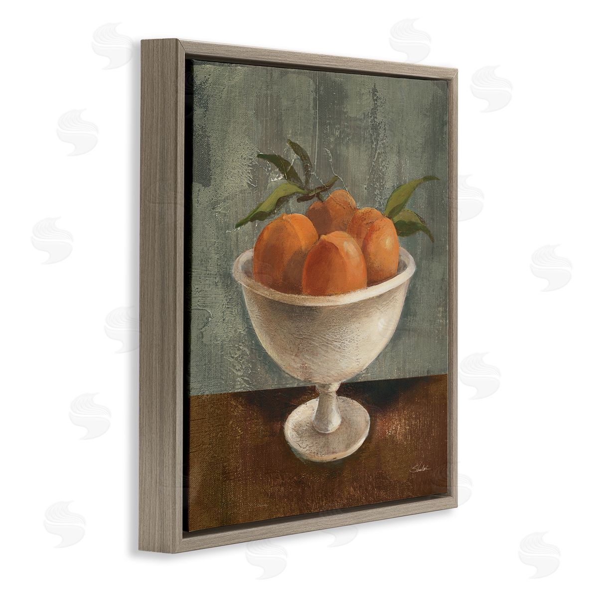 Silvia Vassileva Peaches Still Life Brown Floating Frame Canvas Wall Art Print